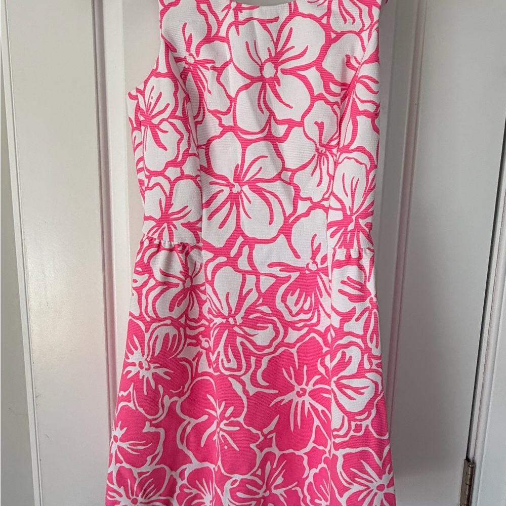 Lilly Pulitzer Pink and White Floral V-Neck Midi Dress - Picture 2 of 3